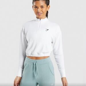 Gymshark Cropped Quarter Zip White - Worn Once